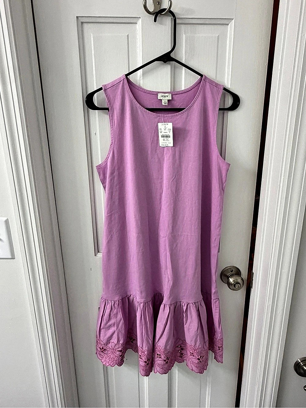 J.Crew Mixed-media eyelet-hem mini shift dress Pink Small